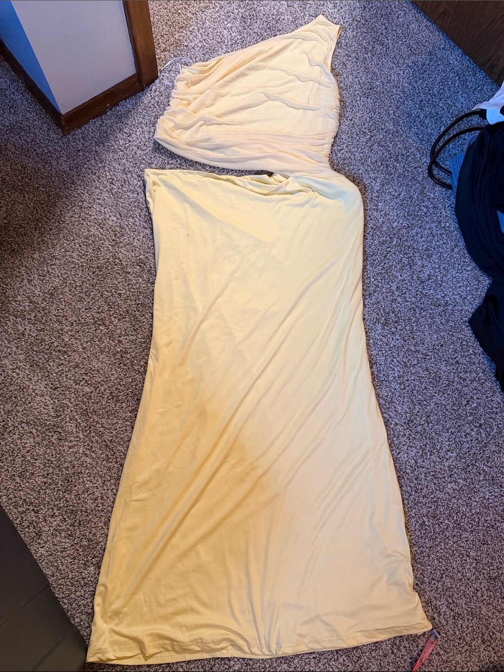 Peppermayo One-Shoulder Pale Yellow Maxi Dress